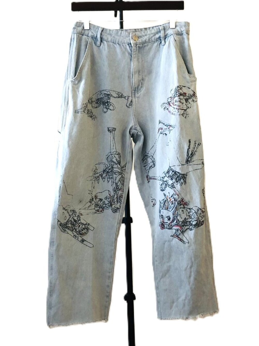 One Piece Anime Graphic Jeans Light Wash High rise 100% Cotton Size M W30